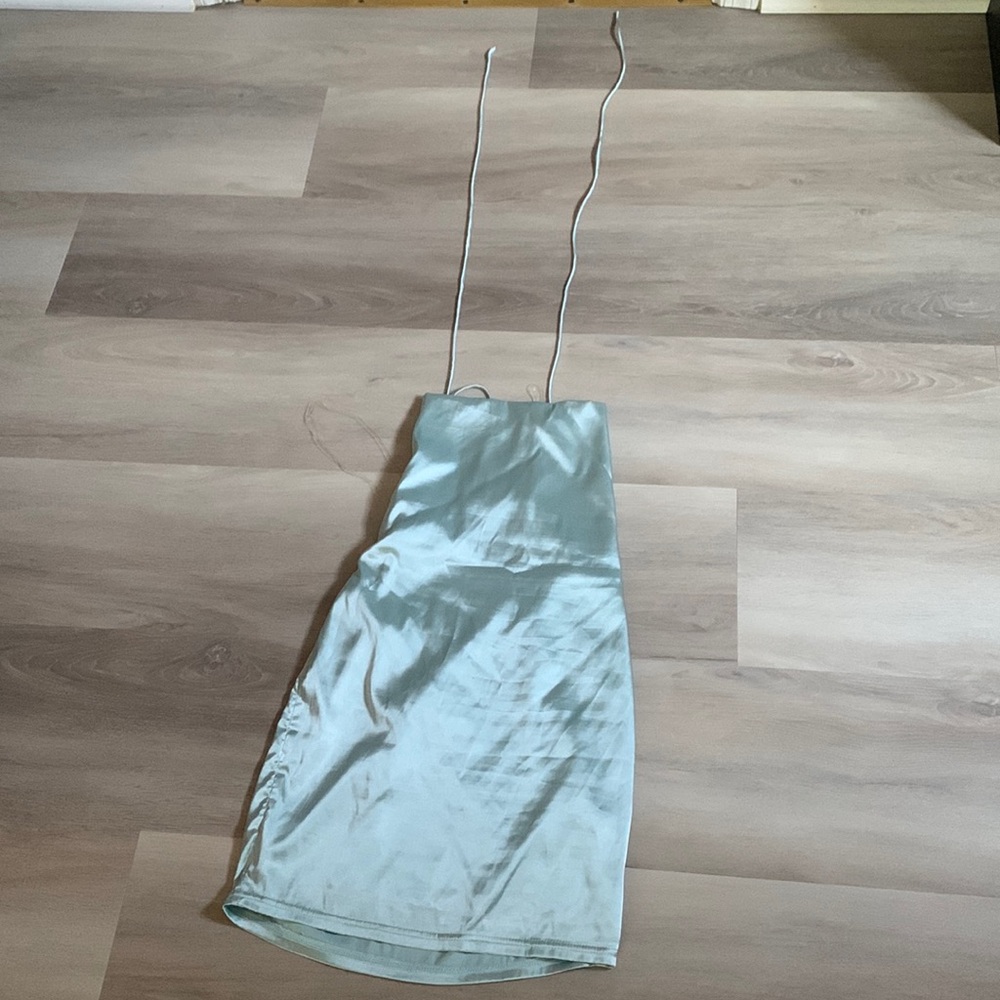 Satin sage mini dress